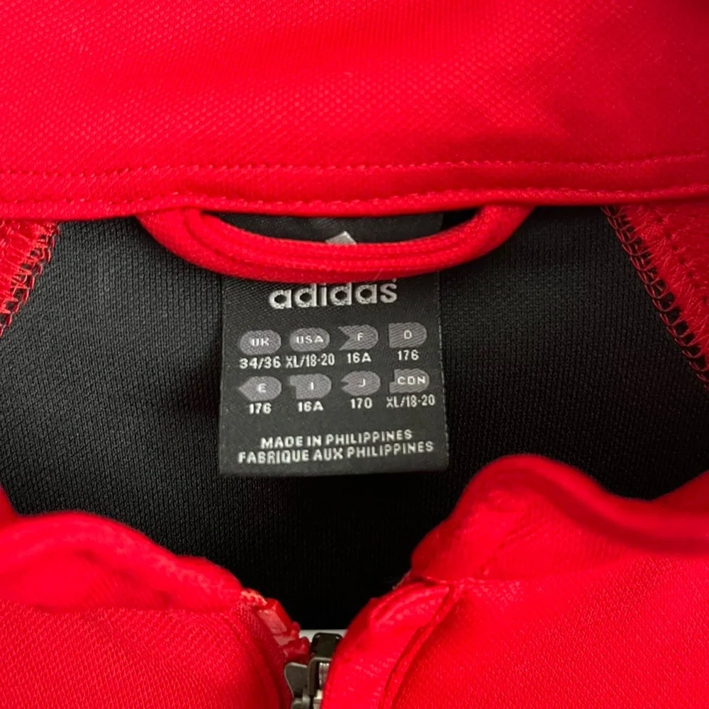 Adidas Mens 1/4 Zip Pullover Warm Up Sweater Size XLarge Red Black Vtg - Picture 5 of 5